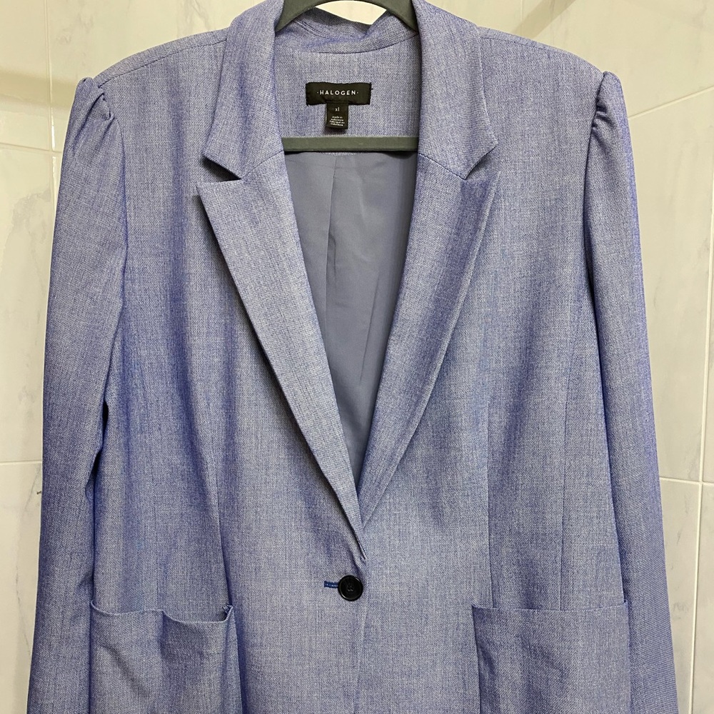 Light Blue Halogen Square Pocket Blazer